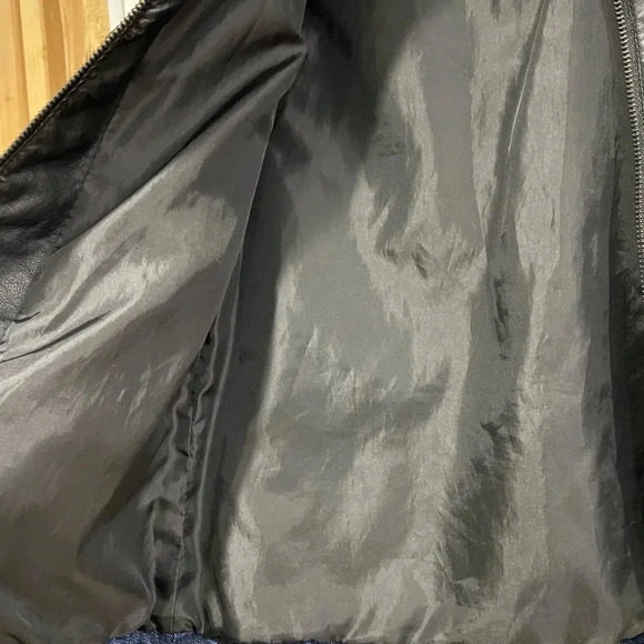 New Look Jean Jacket Combo with faux Leather Bomber Size Small - Picture 5 of 6